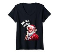 Mujer Papá Noel Travieso, Big Nick Energy está en la Ciudad. Camiseta Cuello V