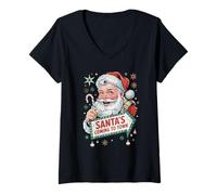 Mujer Papá Noel Viene a la Ciudad Navidad Festivo Invierno Camiseta Cuello V