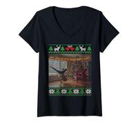 Mujer Papá Noel y Jesús Bailando Breakdance Es tu cumpleaños, una FEA Navidad Camiseta Cuello V