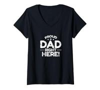 Mujer Papá Orgulloso aquí Camiseta Cuello V