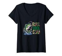 Mujer Papá Pescador con Humor para Aventuras al Aire Libre Camiseta Cuello V