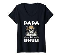 Mujer Papá Ron Pirata Regalo del Día del Padre Camiseta Cuello V