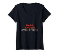Mujer Papa Sabe Las Mejores Citas Divertidas de papá Cool Papa Sabe Todo Camiseta Cuello V