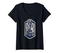 Mujer Papá Sombrero Vaquero Antiguo Rústico Padre Oeste Retrato Camiseta Cuello V