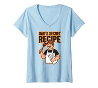 Mujer Papás Receta Secreta Cita Día del Padre Papá Cocina Humor Divertido Camiseta Cuello V