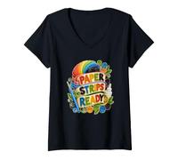 Mujer Paper Strips Ready Quilling Papel Rizos Camiseta Cuello V