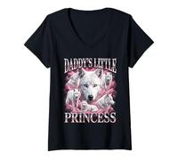 Mujer Papis Pequeña Princesa Lobo Divertido Gay LGBTQ Camiseta Cuello V