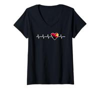 Mujer Papua Nueva Guinea Orgullo Bandera del Corazón PNG Heartbeat Camiseta Cuello V