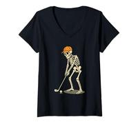 Mujer Par for The Bone Golfista Esqueleto Putting Golf Camiseta Cuello V