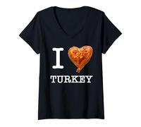 Mujer para Amantes de la Carne: I Love Turkey Legs - Texto Blanco Camiseta Cuello V