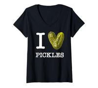 Mujer para Amantes de los pepinillos: I Love Pickles Texto Blanco Camiseta Cuello V