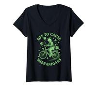 Mujer para causar travesuras egipcias MAU Cat St Patricks Day Camiseta Cuello V