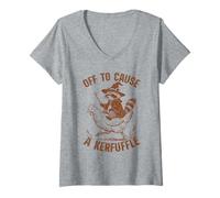 Mujer para causar un Mago Mapache Kerfuffle Montando Pollo Camiseta Cuello V
