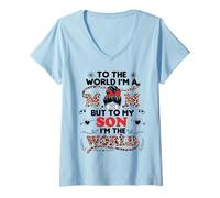 Mujer Para el mundo soy mamá para mi hijo soy el mundo Madre hijo Camiseta Cuello V