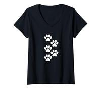 Mujer Para los amantes de los perros, divertido diseño gráfico de lindas huellas de perros Camiseta Cuello V