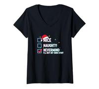 Mujer para Papá Noel, no Importa, compraré mis propias Cosas, diversión navideña Camiseta Cuello V