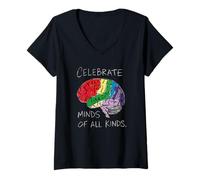 Mujer Para profesores | CELEBRA MENTES DE TODO TIPO Camiseta Cuello V