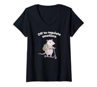 Mujer para Regular Las emociones Trendy OpossumMeme Salud Mental Camiseta Cuello V