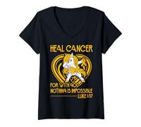 Mujer Para Sanar Cáncer para con Dios nada es imposible Camiseta Cuello V