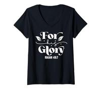Mujer para Su Gloria Isaías 43:7 Mensaje Espiritual Camiseta Cuello V