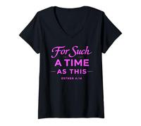 Mujer para un Tiempo como Este Ester 4:14 Biblia Fe Escritura Camiseta Cuello V