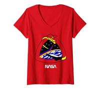 Mujer Parche de la misión Apolo 17 de la NASA Camiseta Cuello V