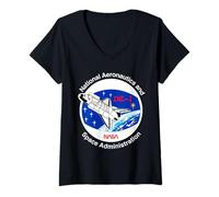 Mujer Parche de misión de lanzadera IML-1 de la NASA Camiseta Cuello V