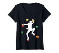 Mujer Pared Escalada Niña Silueta Boulder Boulder Escalador Camiseta Cuello V