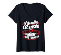 Mujer Parent Support Family Love Licensed To Parent Foster Mom Camiseta Cuello V