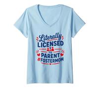 Mujer Parent Support Family Love Licensed To Parent Foster Mom Camiseta Cuello V