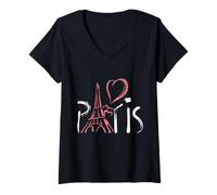 Mujer París Ciudad Francia Capital Torre Eiffel París Am Camiseta Cuello V
