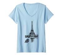 Mujer Paris Eiffel Tower T Shirt Vintage I Love Paris France Shirt Camiseta Cuello V
