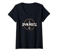Mujer París Francia Île-de-France Coordenadas Label 2C Distressed Camiseta Cuello V