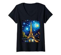 Mujer Paris Francia París Francia Van Gogh Vintage Camiseta Cuello V