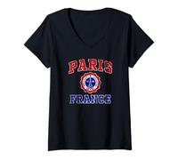 Mujer Paris Francia Producto Original 1889 Torre Eiffel Envejecido Camiseta Cuello V
