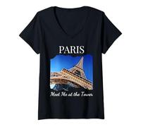 Mujer París Francia Viajar Francés Hablantes Niños Hombres Papás Mamás Camiseta Cuello V