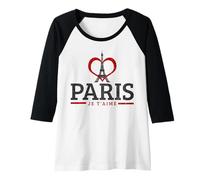 Mujer Paris Je T'Aime Francia Torre Eiffel Regalo de Recuerdo francés Camiseta Manga Raglan