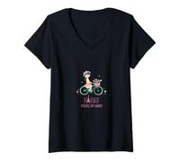 Mujer París Mente Bicicleta Chica Torre Eiffel Estética Viaje Amor Camiseta Cuello V