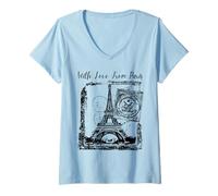 Mujer Paris with Love from Paris France French Postcard Camiseta Cuello V