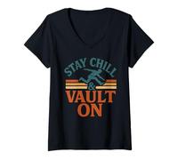 Mujer Parkour Stay Chill and Vault en Gimnasia Retro Freerunning Camiseta Cuello V