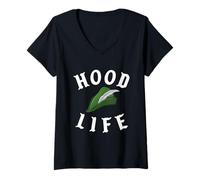 Mujer Parodia Robin Hood Life Cool Gangster Nerd Lectura de libros divertidos Camiseta Cuello V