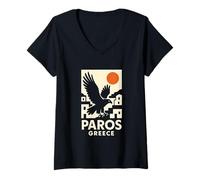 Mujer Paros Grecia Atardecer Camiseta Cuello V