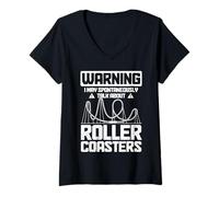 Mujer Parque de atracciones de montaña rusa divertido amante de la montaña rusa Camiseta Cuello V