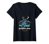 Mujer Parque Estatal Deception Pass, Oak Harbor, Washington, EE. UU.: Campamento Camiseta Cuello V