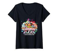 Mujer Parque Histórico Nacional Skagway Alaska Klondike Gold Rush Camiseta Cuello V