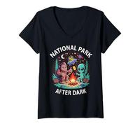 Mujer Parque Nacional Alien DESPUÉS DE LA Oscuridad Campamento Crew Camping Camiseta Cuello V