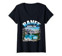 Mujer Parque Nacional Banff Canadá Alberta Moraine Lake Camiseta Cuello V