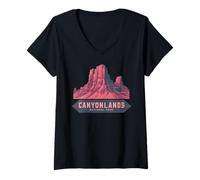 Mujer Parque Nacional Canyonlands Utah Zion Bryce Canyon Arches Rosa Camiseta Cuello V