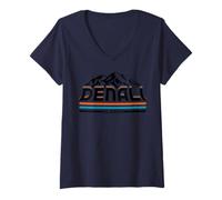 Mujer Parque Nacional Denali Montañas de Alaska Senderismo Camiseta Cuello V