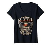 Mujer Parque Nacional Glaciar Paisaje Rústico O Camiseta Cuello V